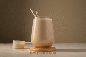 Homemade post workout protein shake made with chana, banana, and milk